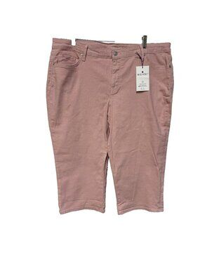 Gloria Vanderbilt Womens 18W Plus Capri Pants Denim Stretch Peach Pink